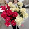 25 розовых и белых пышных роз